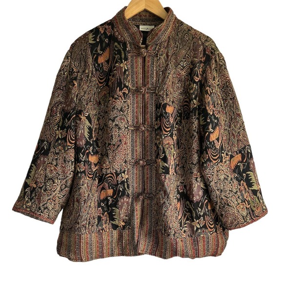 White Stag Size Large Artsy Paisley Patchwork Goblin Tapestry Asian Style Jacket - Picture 1 of 6